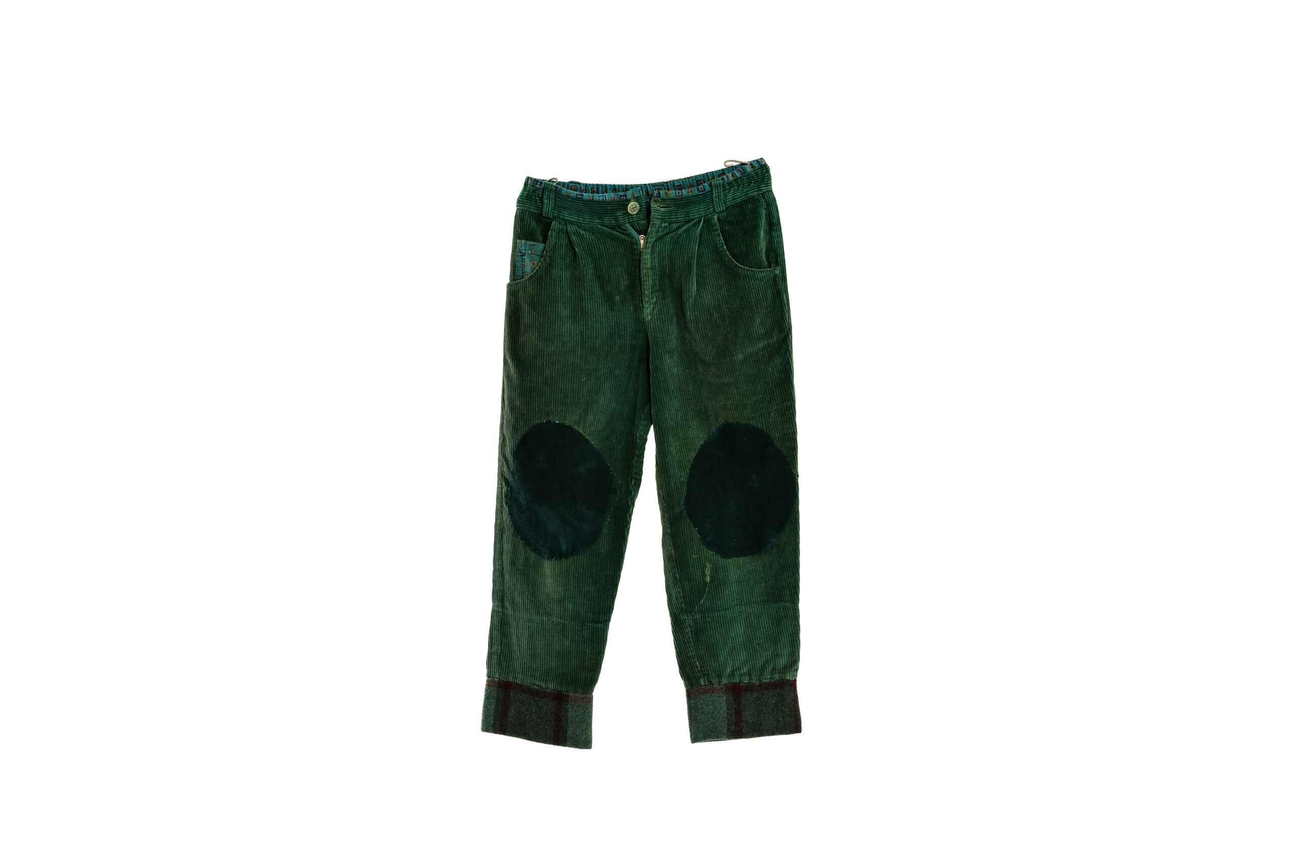 Green trousers with patches