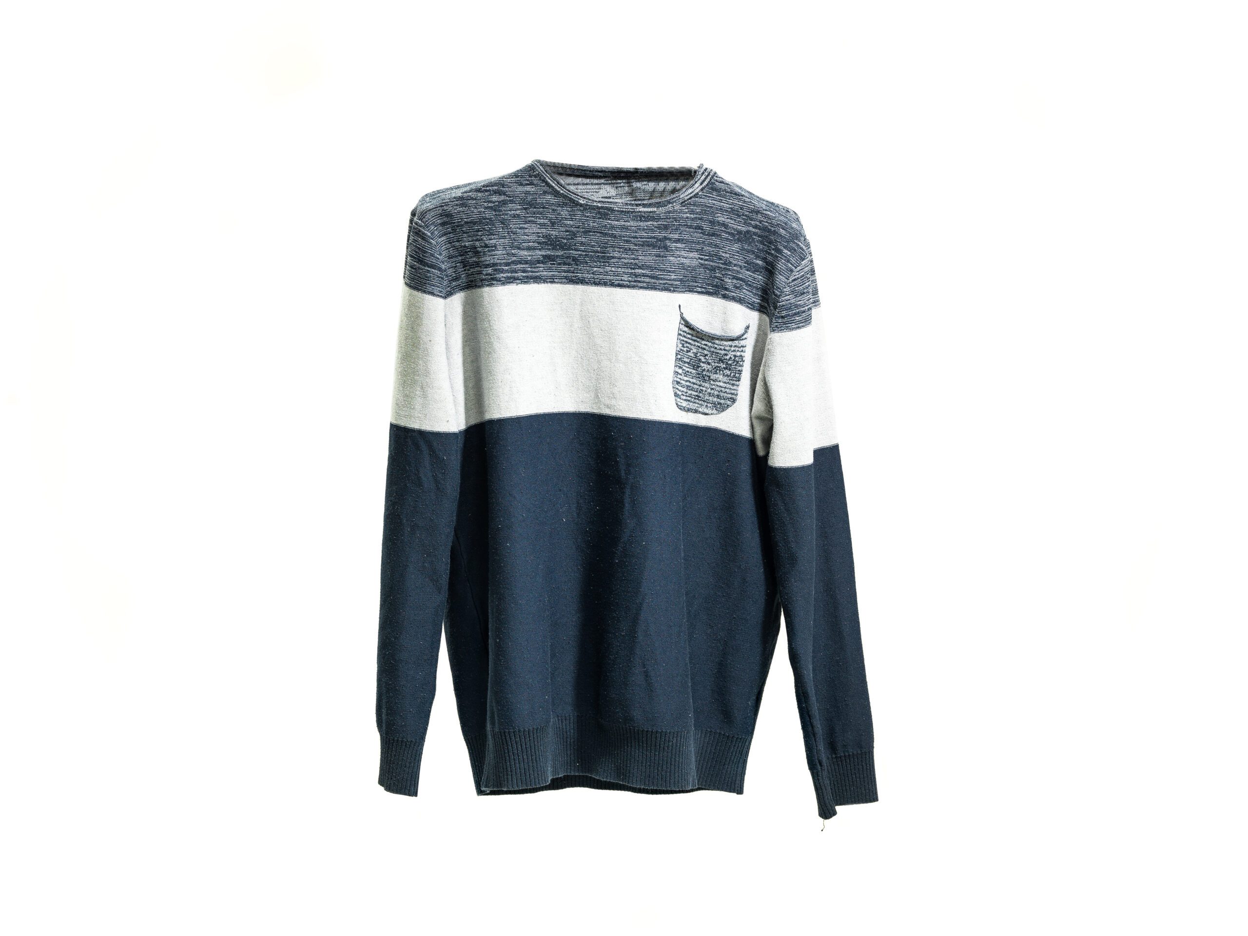 Navy blue sweatshirt with white stripe