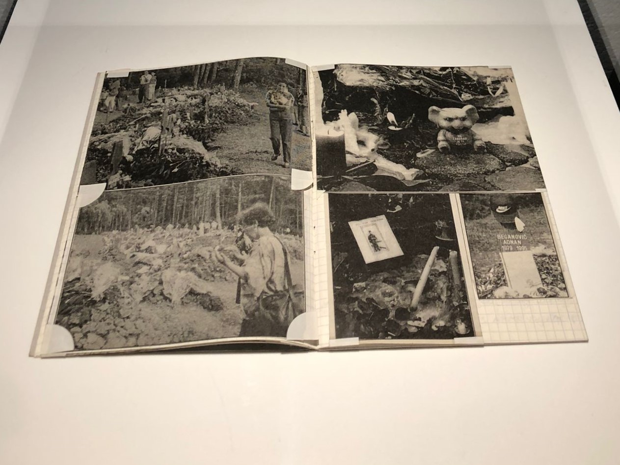 Black and white photo of diary